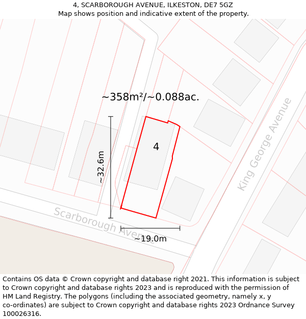 4, SCARBOROUGH AVENUE, ILKESTON, DE7 5GZ: Plot and title map