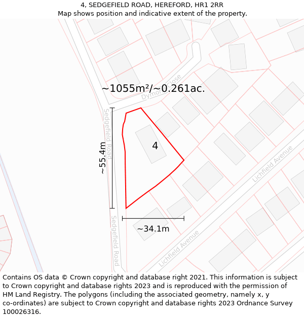 4, SEDGEFIELD ROAD, HEREFORD, HR1 2RR: Plot and title map