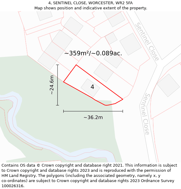 4, SENTINEL CLOSE, WORCESTER, WR2 5FA: Plot and title map