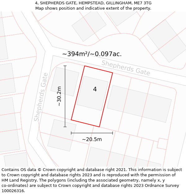 4, SHEPHERDS GATE, HEMPSTEAD, GILLINGHAM, ME7 3TG: Plot and title map