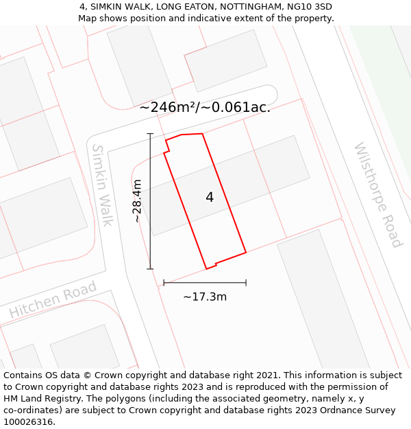 4, SIMKIN WALK, LONG EATON, NOTTINGHAM, NG10 3SD: Plot and title map