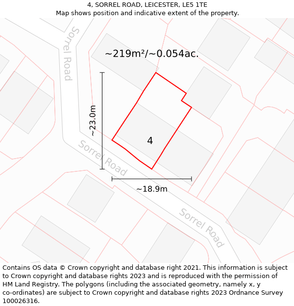 4, SORREL ROAD, LEICESTER, LE5 1TE: Plot and title map