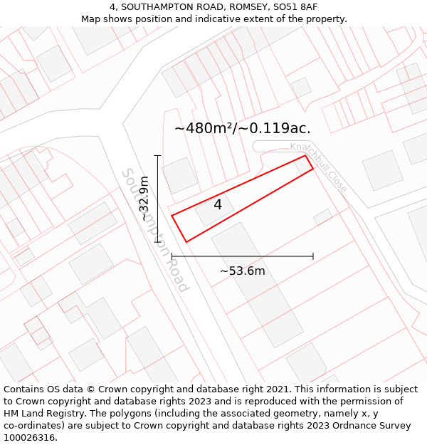 4, SOUTHAMPTON ROAD, ROMSEY, SO51 8AF: Plot and title map