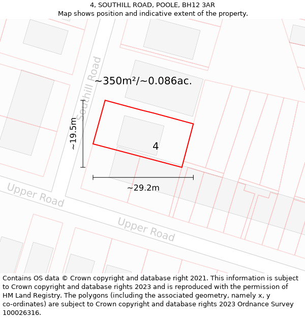4, SOUTHILL ROAD, POOLE, BH12 3AR: Plot and title map