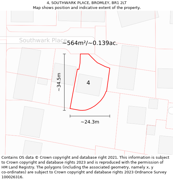 4, SOUTHWARK PLACE, BROMLEY, BR1 2LT: Plot and title map