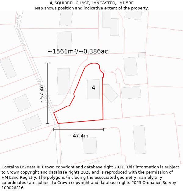 4, SQUIRREL CHASE, LANCASTER, LA1 5BF: Plot and title map