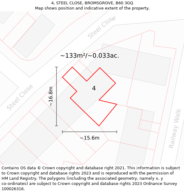 4, STEEL CLOSE, BROMSGROVE, B60 3GQ: Plot and title map