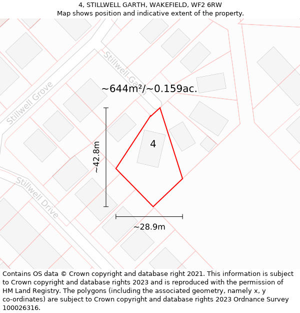 4, STILLWELL GARTH, WAKEFIELD, WF2 6RW: Plot and title map