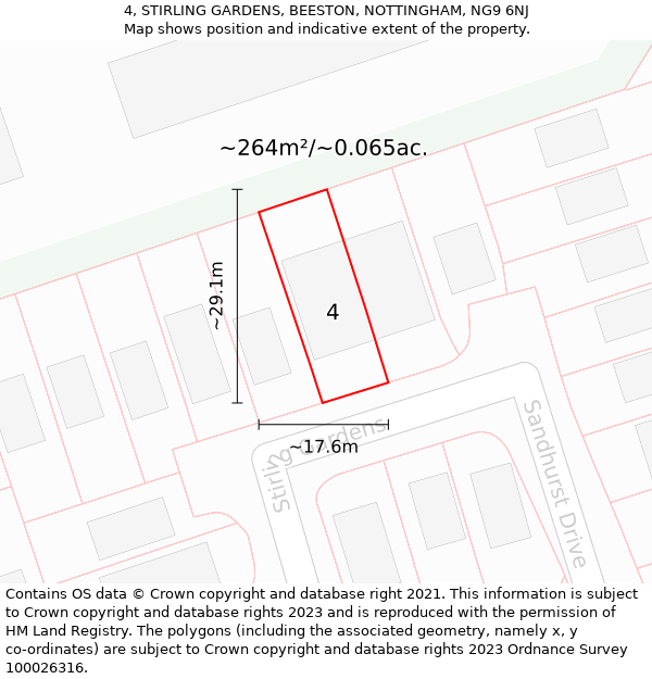 4, STIRLING GARDENS, BEESTON, NOTTINGHAM, NG9 6NJ: Plot and title map