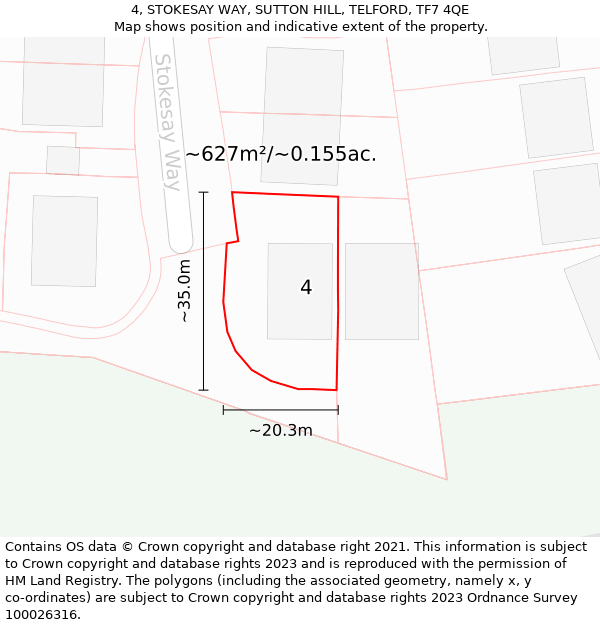 4, STOKESAY WAY, SUTTON HILL, TELFORD, TF7 4QE: Plot and title map