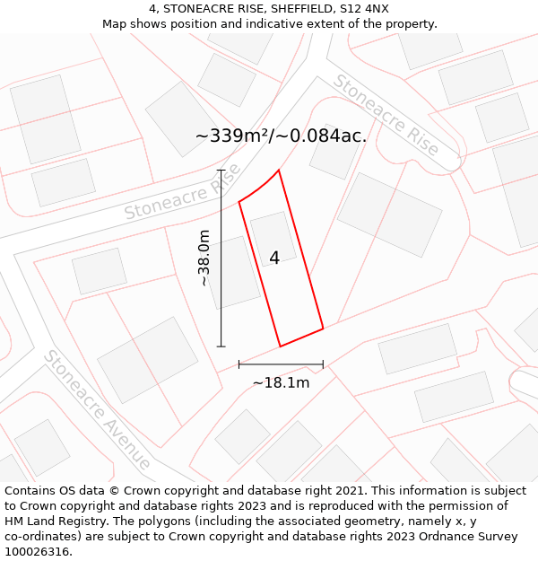 4, STONEACRE RISE, SHEFFIELD, S12 4NX: Plot and title map
