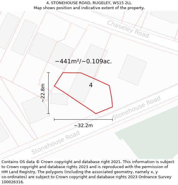 4, STONEHOUSE ROAD, RUGELEY, WS15 2LL: Plot and title map