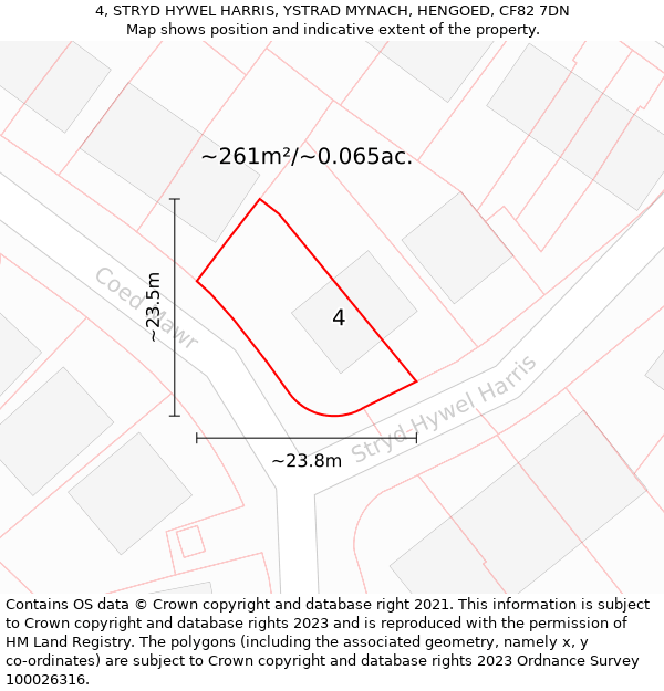 4, STRYD HYWEL HARRIS, YSTRAD MYNACH, HENGOED, CF82 7DN: Plot and title map