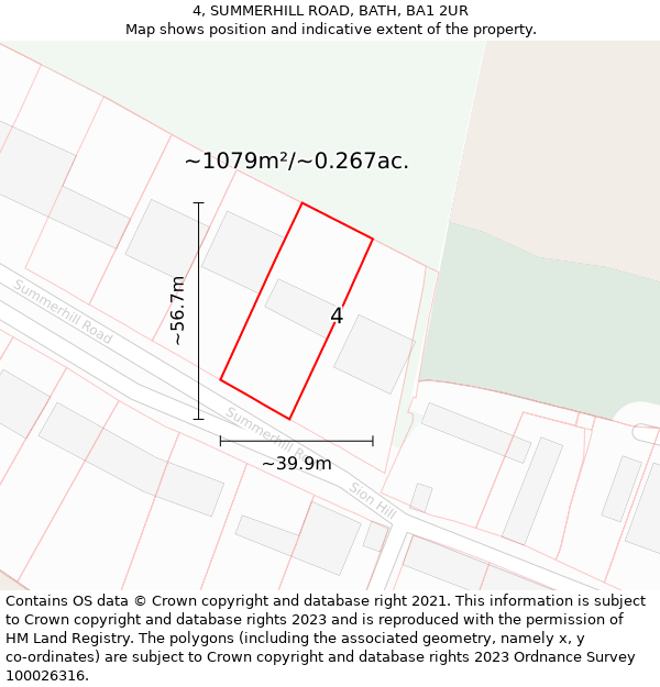 4, SUMMERHILL ROAD, BATH, BA1 2UR: Plot and title map