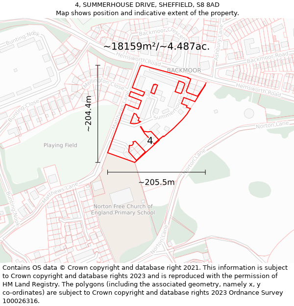 4, SUMMERHOUSE DRIVE, SHEFFIELD, S8 8AD: Plot and title map