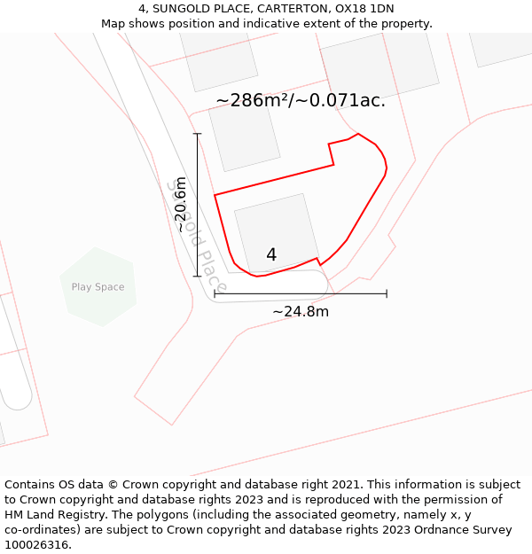 4, SUNGOLD PLACE, CARTERTON, OX18 1DN: Plot and title map