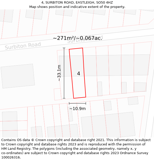 4, SURBITON ROAD, EASTLEIGH, SO50 4HZ: Plot and title map