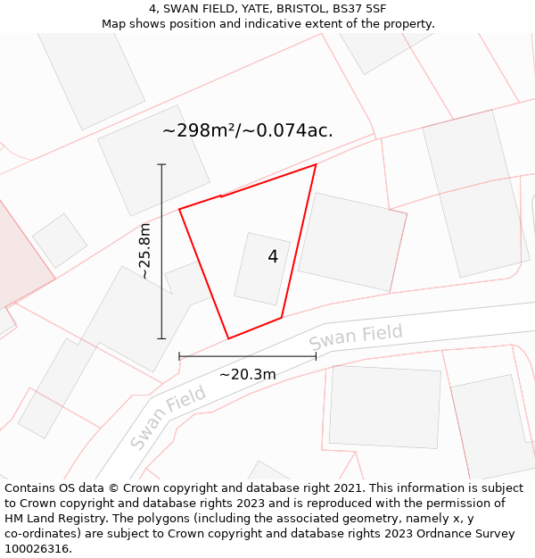 4, SWAN FIELD, YATE, BRISTOL, BS37 5SF: Plot and title map