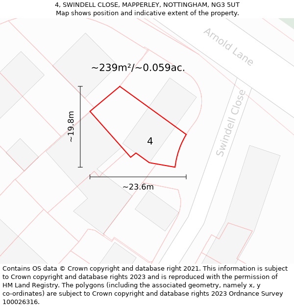 4, SWINDELL CLOSE, MAPPERLEY, NOTTINGHAM, NG3 5UT: Plot and title map