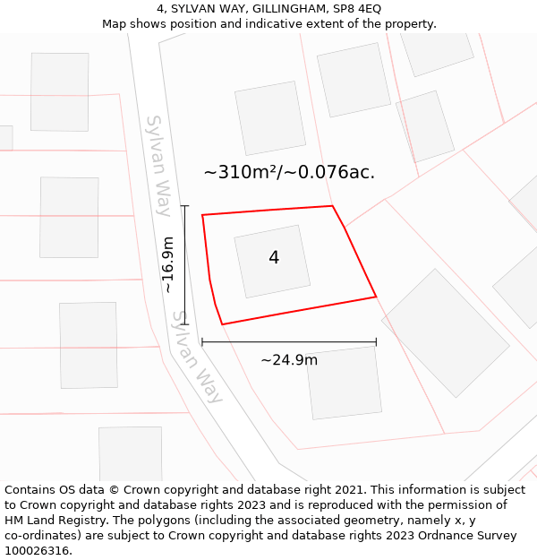 4, SYLVAN WAY, GILLINGHAM, SP8 4EQ: Plot and title map