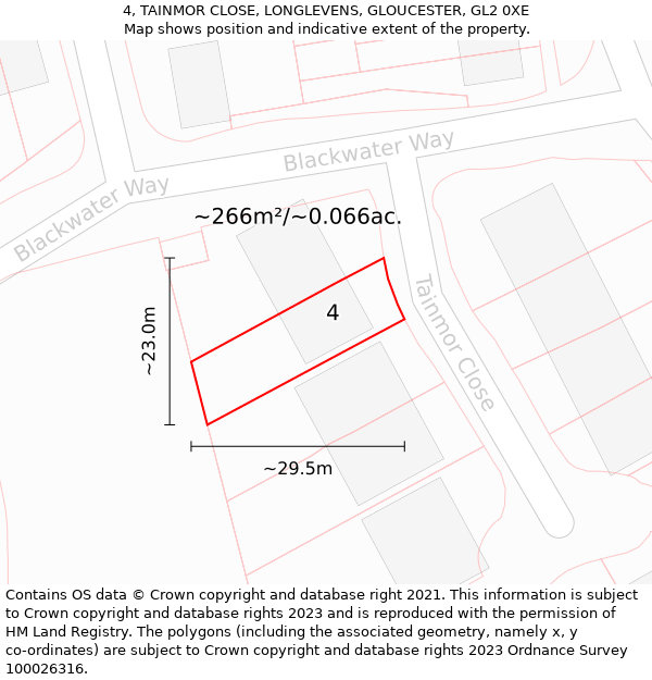 4, TAINMOR CLOSE, LONGLEVENS, GLOUCESTER, GL2 0XE: Plot and title map