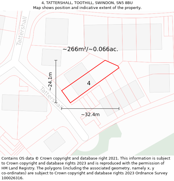 4, TATTERSHALL, TOOTHILL, SWINDON, SN5 8BU: Plot and title map