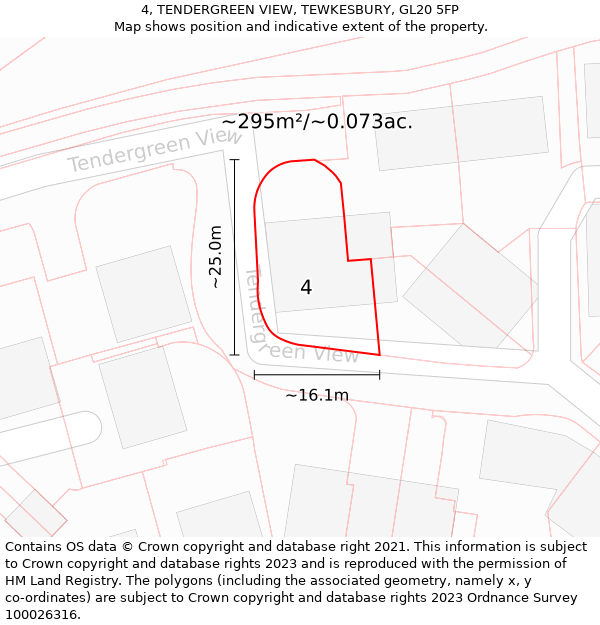 4, TENDERGREEN VIEW, TEWKESBURY, GL20 5FP: Plot and title map