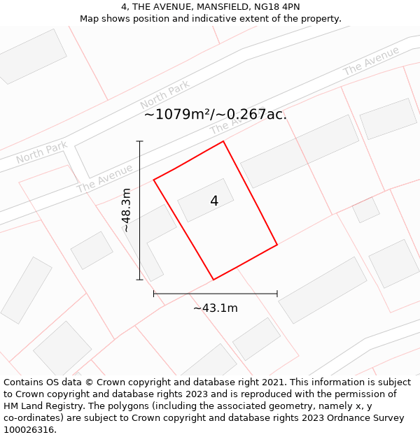 4, THE AVENUE, MANSFIELD, NG18 4PN: Plot and title map