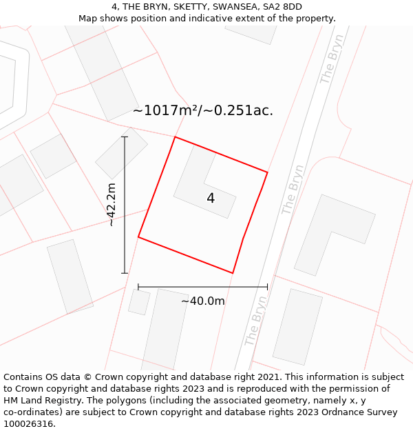 4, THE BRYN, SKETTY, SWANSEA, SA2 8DD: Plot and title map
