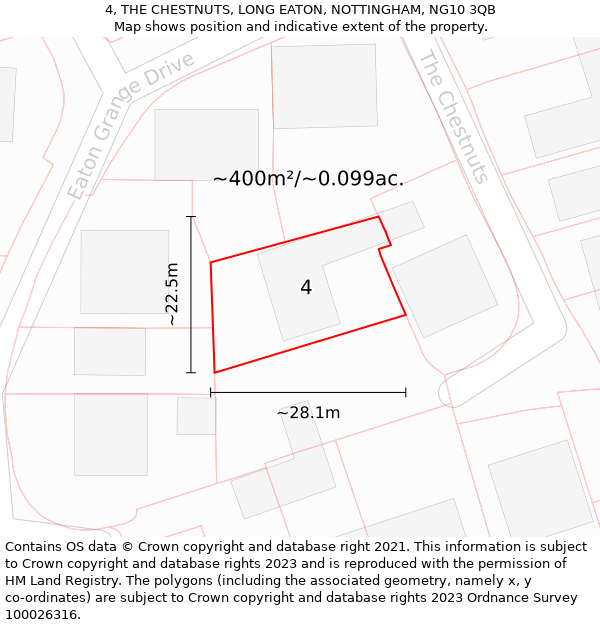 4, THE CHESTNUTS, LONG EATON, NOTTINGHAM, NG10 3QB: Plot and title map