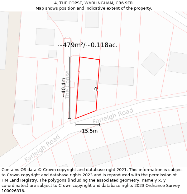 4, THE COPSE, WARLINGHAM, CR6 9ER: Plot and title map