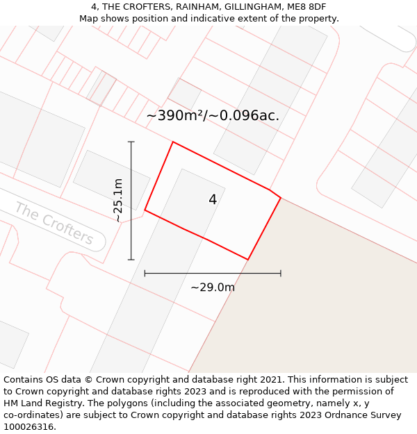 4, THE CROFTERS, RAINHAM, GILLINGHAM, ME8 8DF: Plot and title map