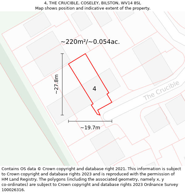 4, THE CRUCIBLE, COSELEY, BILSTON, WV14 8SL: Plot and title map