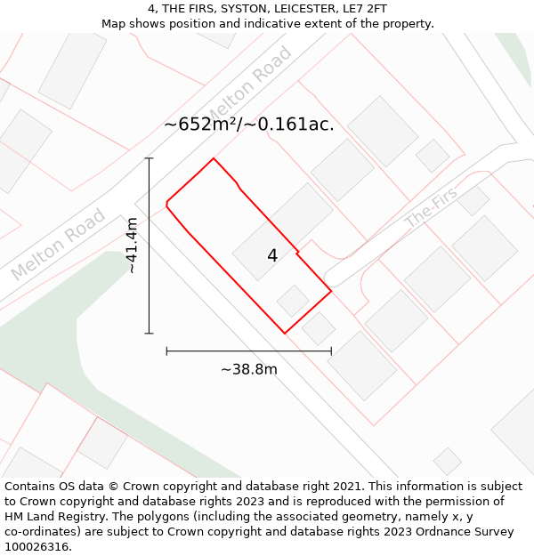 4, THE FIRS, SYSTON, LEICESTER, LE7 2FT: Plot and title map