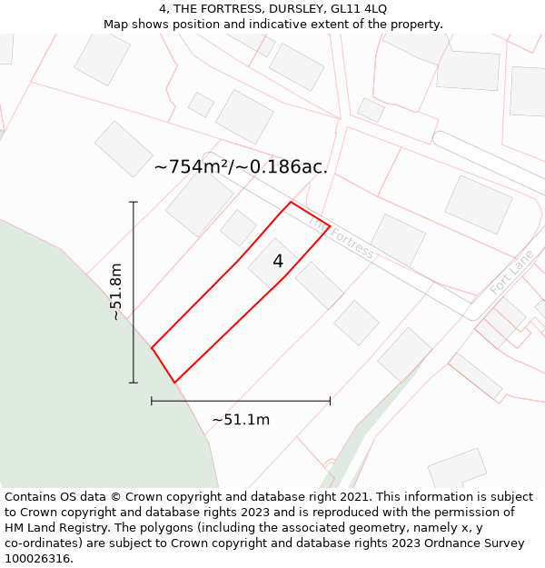 4, THE FORTRESS, DURSLEY, GL11 4LQ: Plot and title map