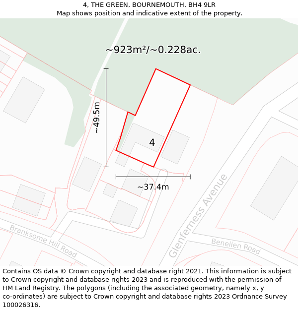 4, THE GREEN, BOURNEMOUTH, BH4 9LR: Plot and title map