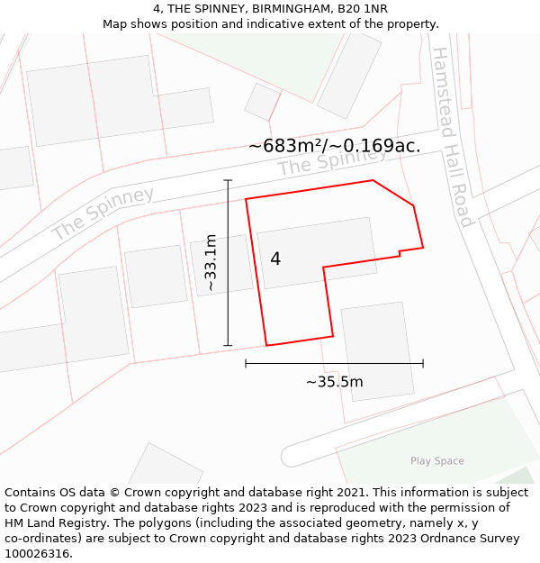 4, THE SPINNEY, BIRMINGHAM, B20 1NR: Plot and title map