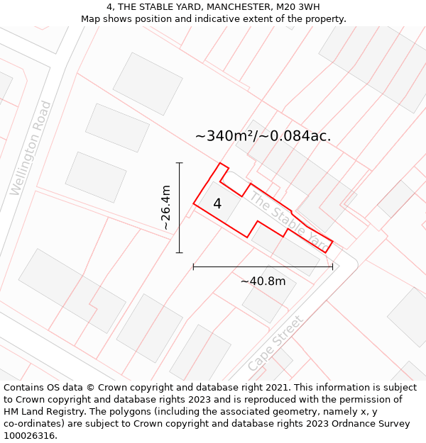 4, THE STABLE YARD, MANCHESTER, M20 3WH: Plot and title map