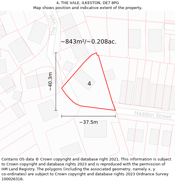 4, THE VALE, ILKESTON, DE7 8PG: Plot and title map