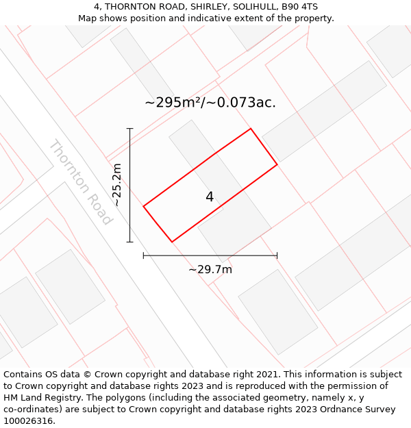 4, THORNTON ROAD, SHIRLEY, SOLIHULL, B90 4TS: Plot and title map