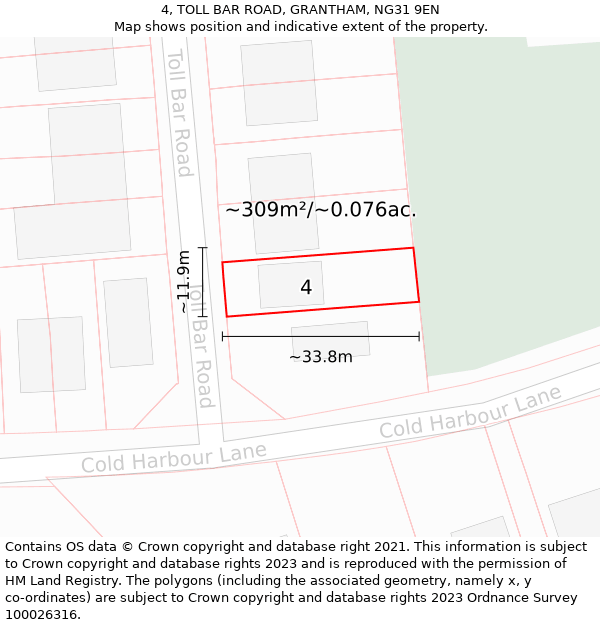 4, TOLL BAR ROAD, GRANTHAM, NG31 9EN: Plot and title map