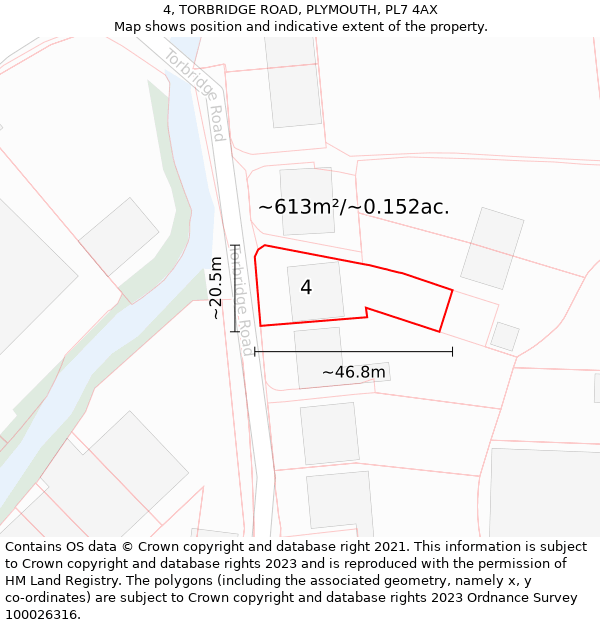 4, TORBRIDGE ROAD, PLYMOUTH, PL7 4AX: Plot and title map