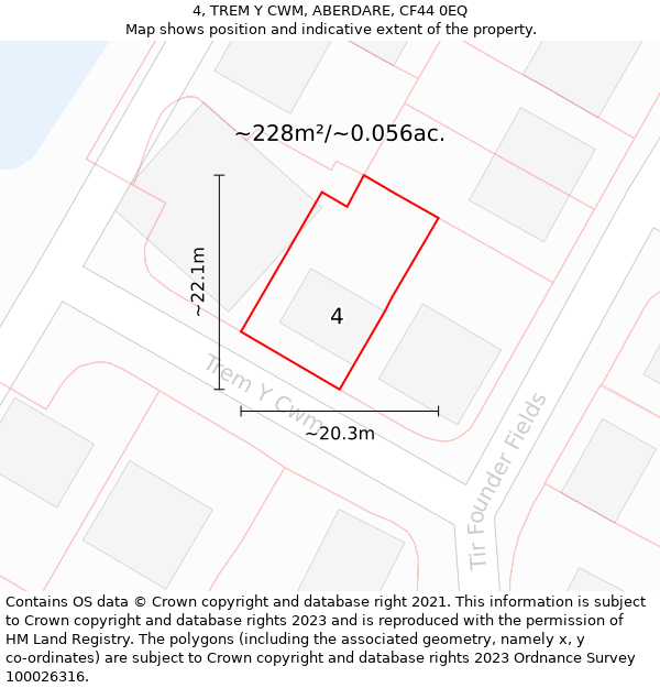 4, TREM Y CWM, ABERDARE, CF44 0EQ: Plot and title map