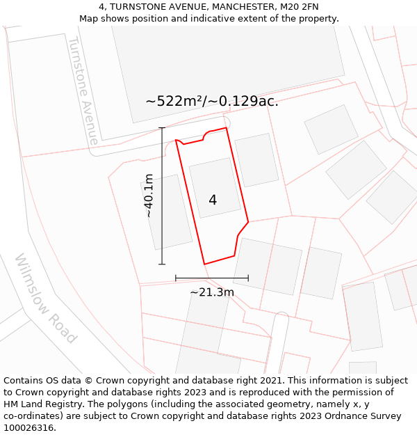 4, TURNSTONE AVENUE, MANCHESTER, M20 2FN: Plot and title map