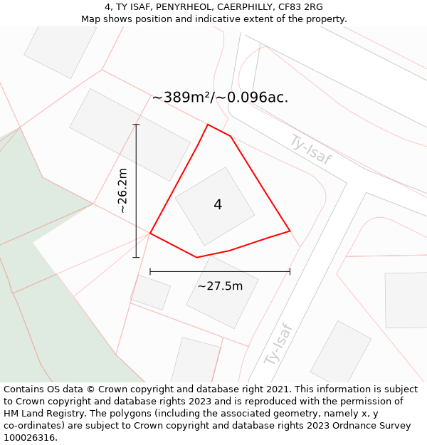 4, TY ISAF, PENYRHEOL, CAERPHILLY, CF83 2RG: Plot and title map