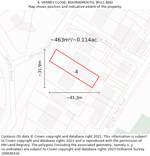 4, VERNEY CLOSE, BOURNEMOUTH, BH11 8DD: Plot and title map