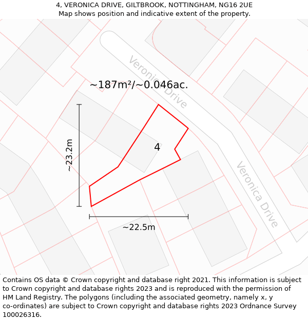 4, VERONICA DRIVE, GILTBROOK, NOTTINGHAM, NG16 2UE: Plot and title map
