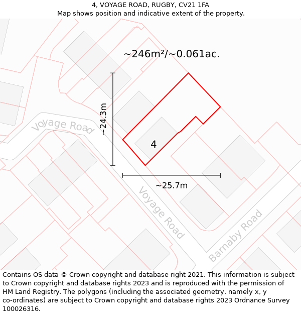 4, VOYAGE ROAD, RUGBY, CV21 1FA: Plot and title map