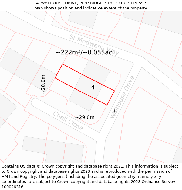 4, WALHOUSE DRIVE, PENKRIDGE, STAFFORD, ST19 5SP: Plot and title map