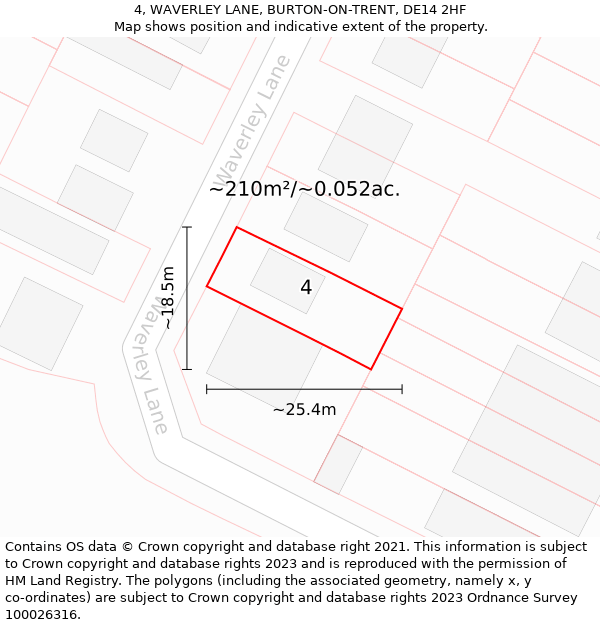 4, WAVERLEY LANE, BURTON-ON-TRENT, DE14 2HF: Plot and title map